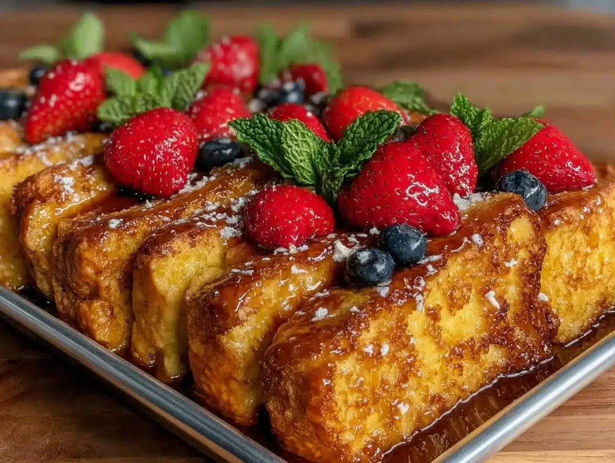 easy crispy sheet pan french toast sticks preparation steps