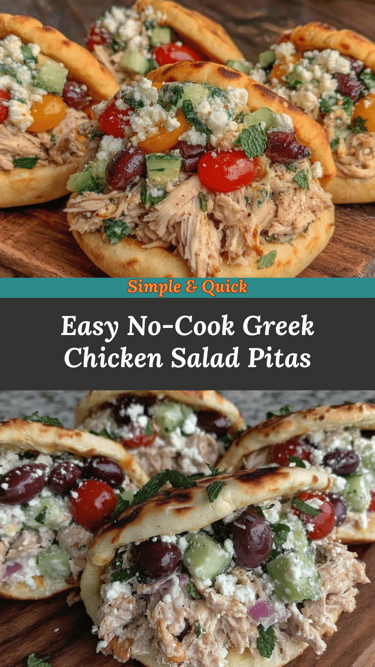easy no cook greek chicken salad stuffed pitas recipe