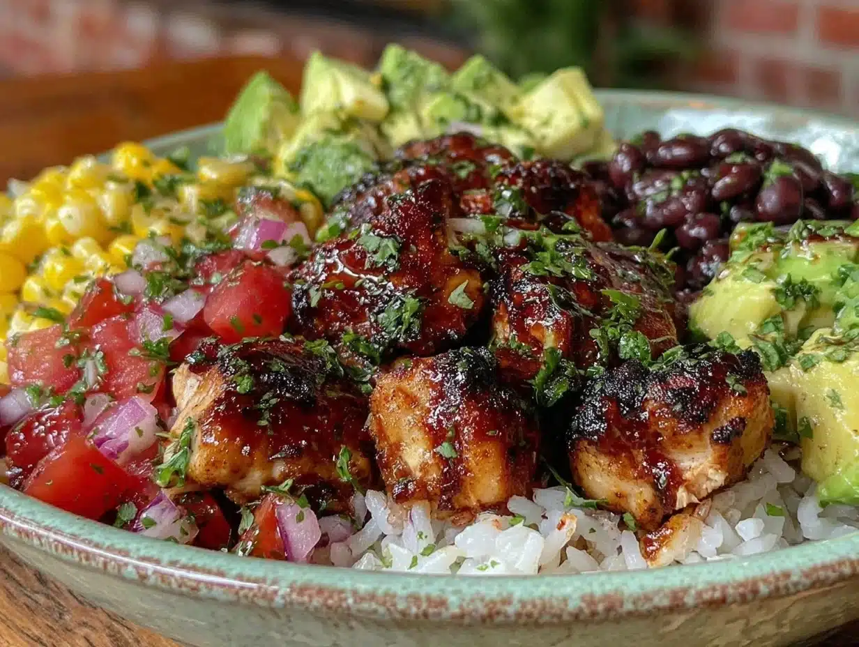 flavorful chicken burrito bowl - featured image