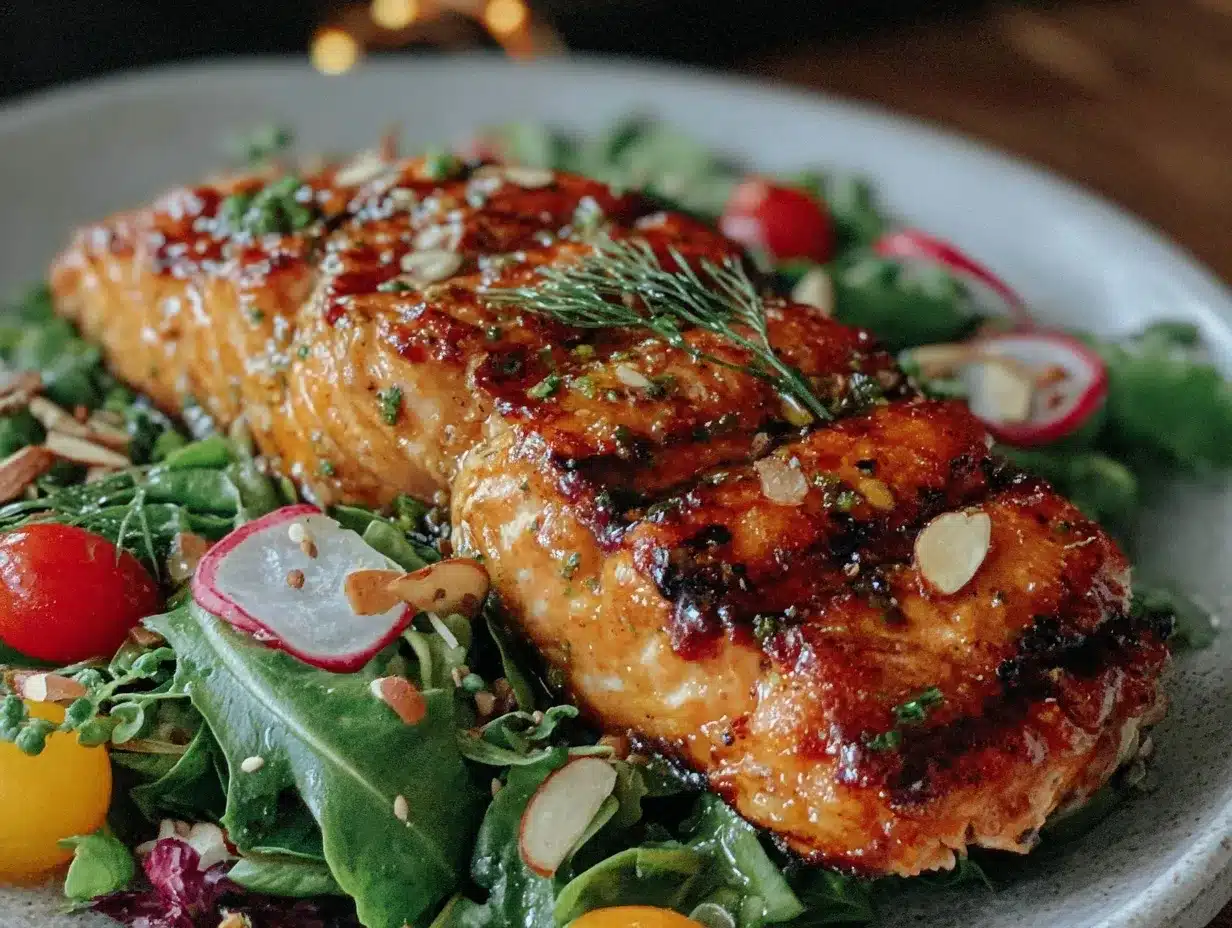 fresh grilled salmon salad preparation steps
