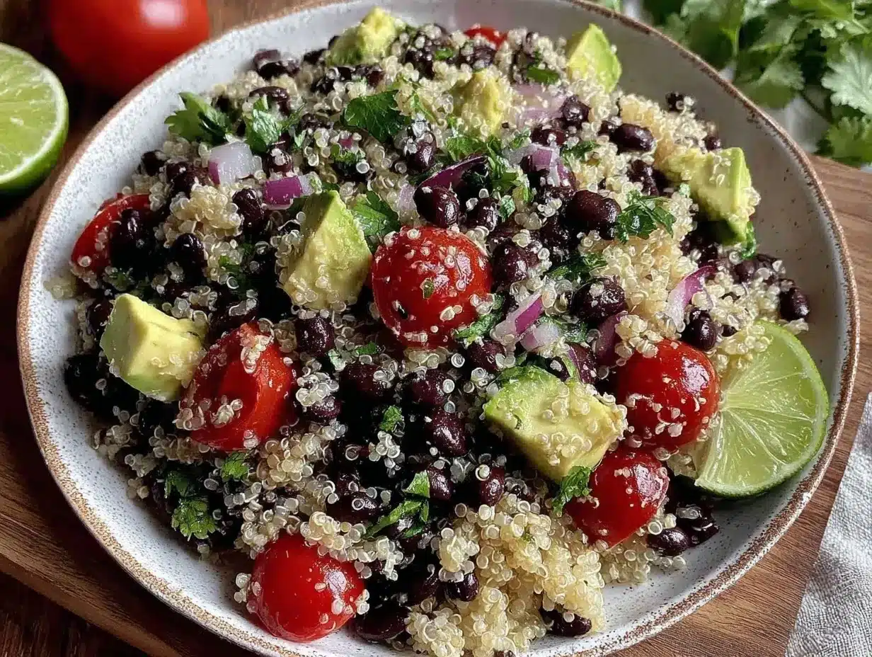 fresh mexican black bean quinoa salad preparation steps