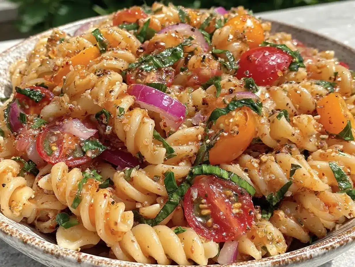 fresh no-mayo pasta salad preparation steps