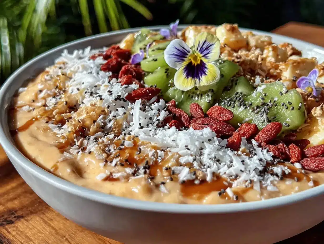 fresh tropical protein smoothie bowl preparation steps