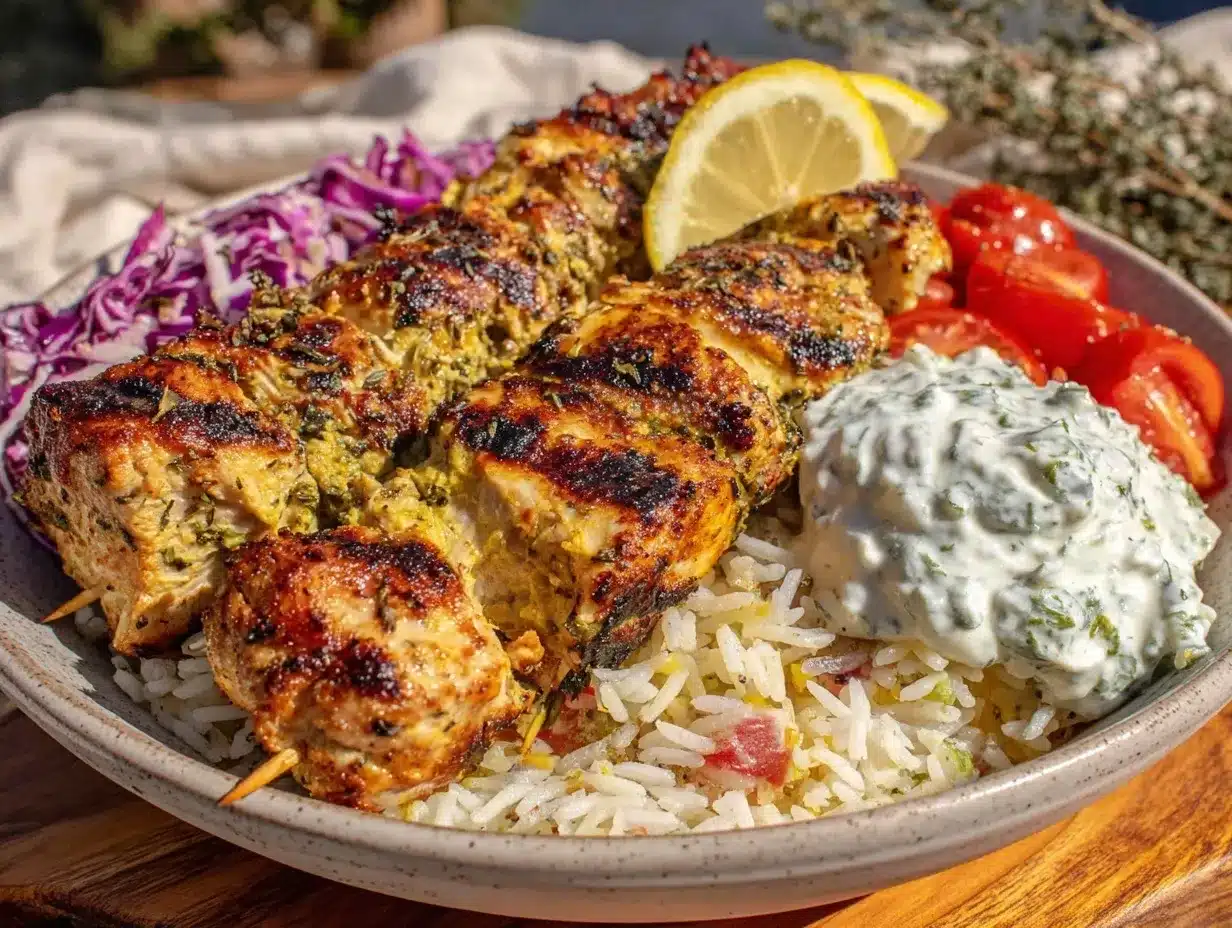 greek chicken souvlaki bowls preparation steps