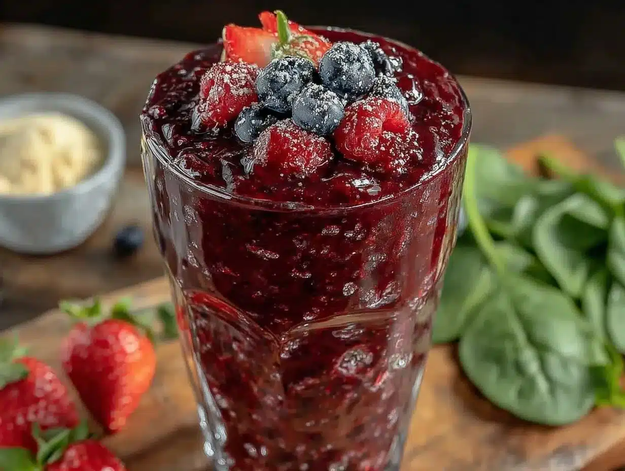healthy berry spinach protein smoothie preparation steps