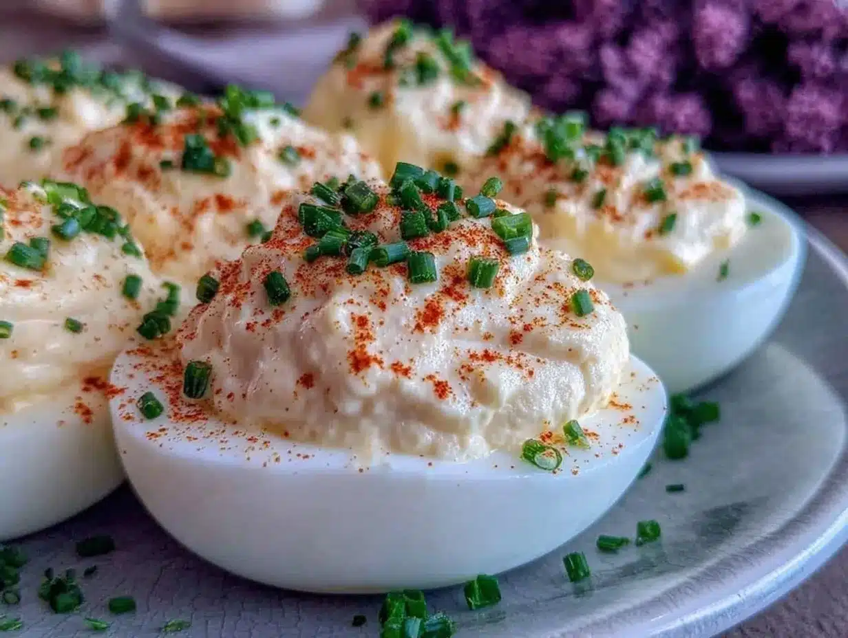 healthy greek yogurt deviled eggs preparation steps