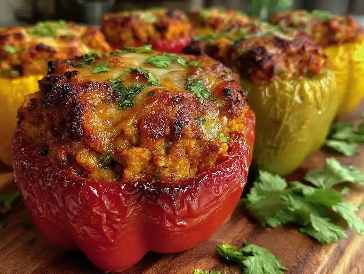 low carb ground turkey stuffed peppers preparation steps
