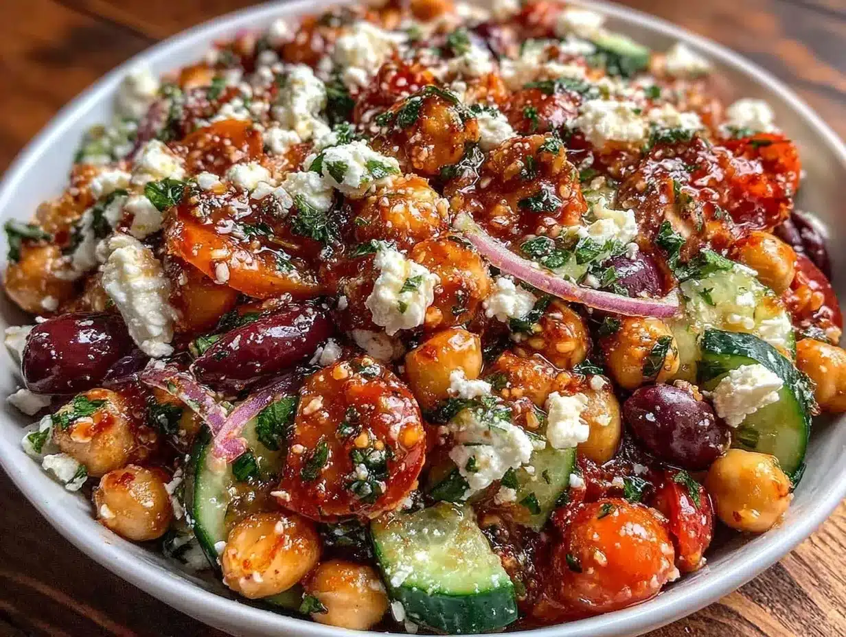 Mediterranean chickpea salad preparation steps