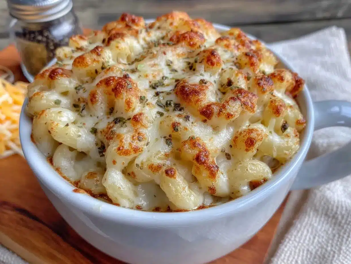 microwave mac and cheese in a mug preparation steps