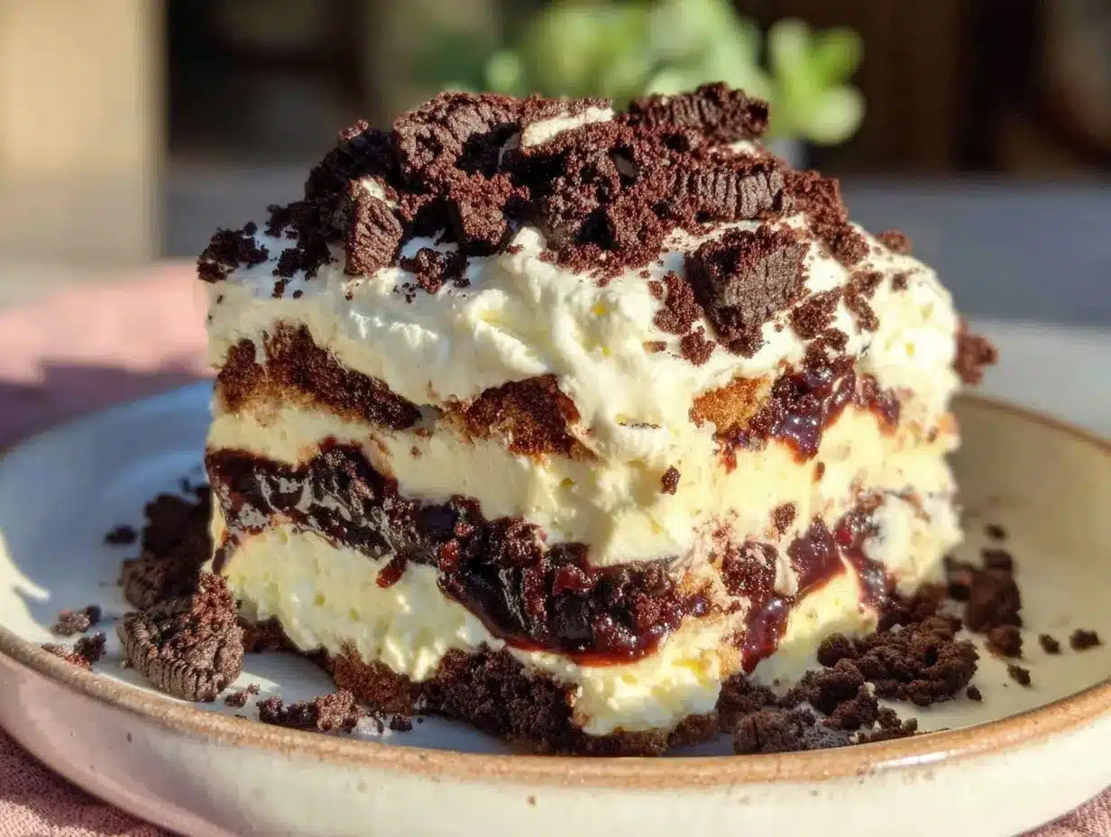 no-bake Oreo icebox cake preparation steps