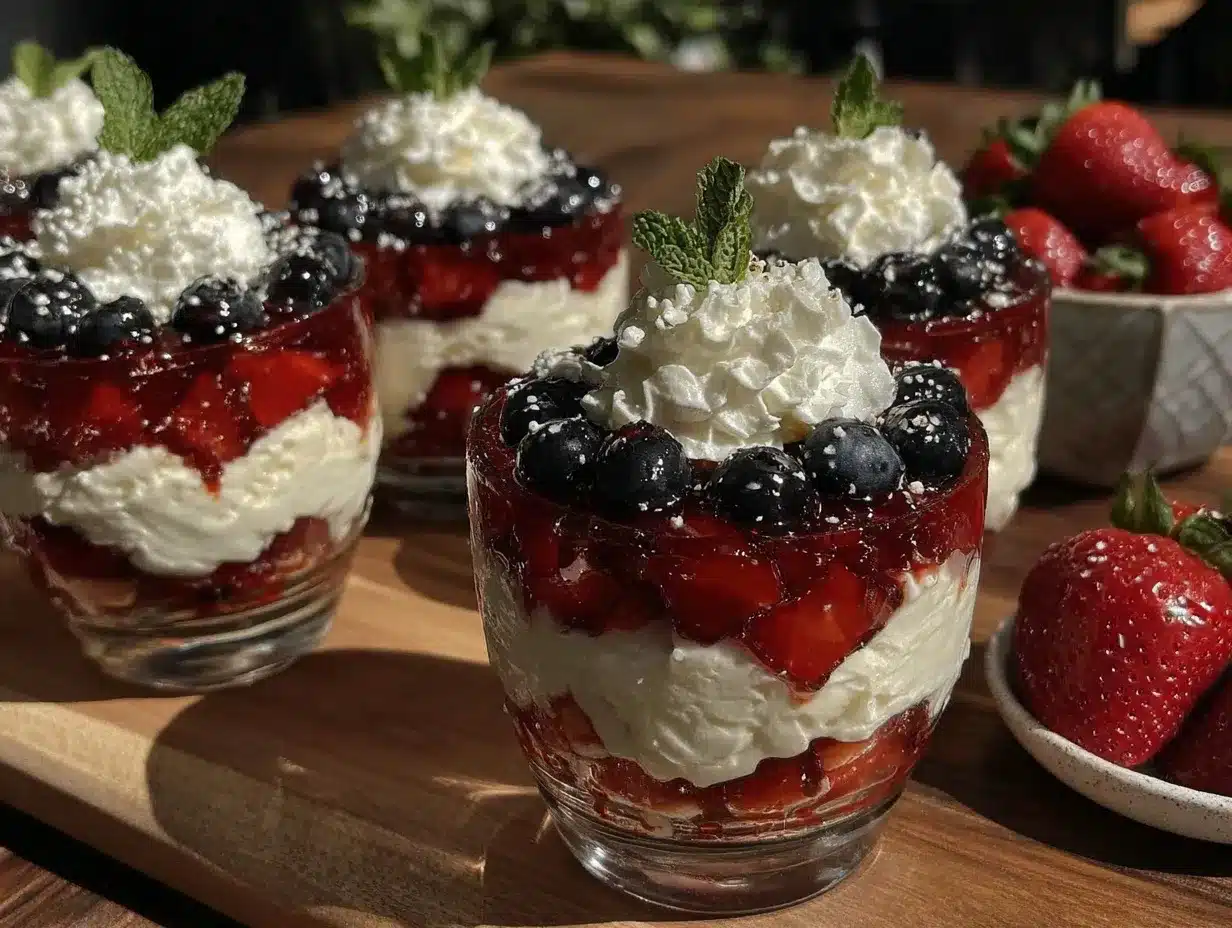 no bake red white and blue trifle cups preparation steps
