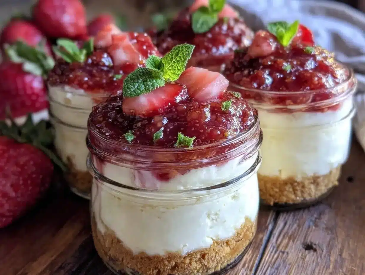 no-bake strawberry cheesecake cups preparation steps