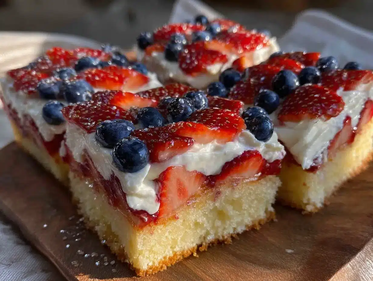 american flag sheet cake preparation steps