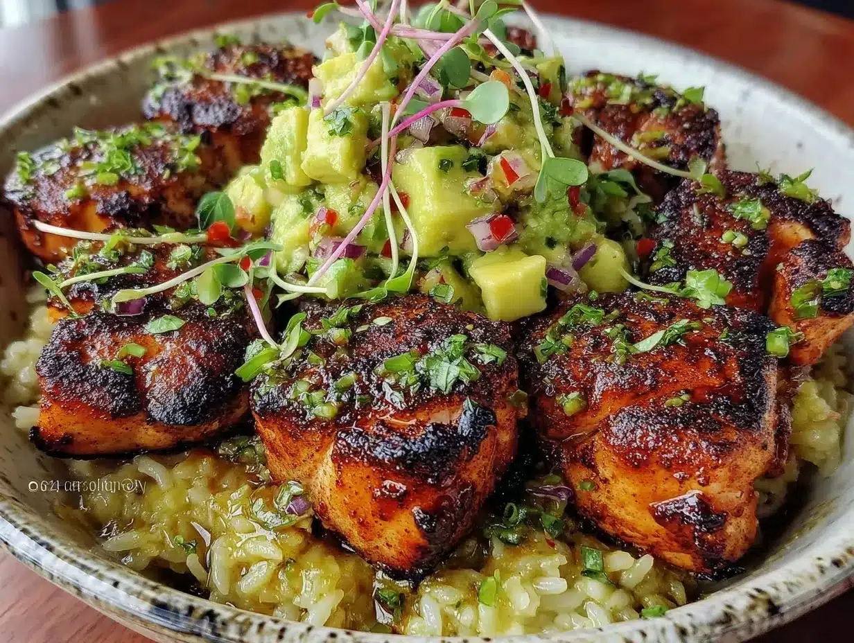 blackened salmon bites bowl preparation steps