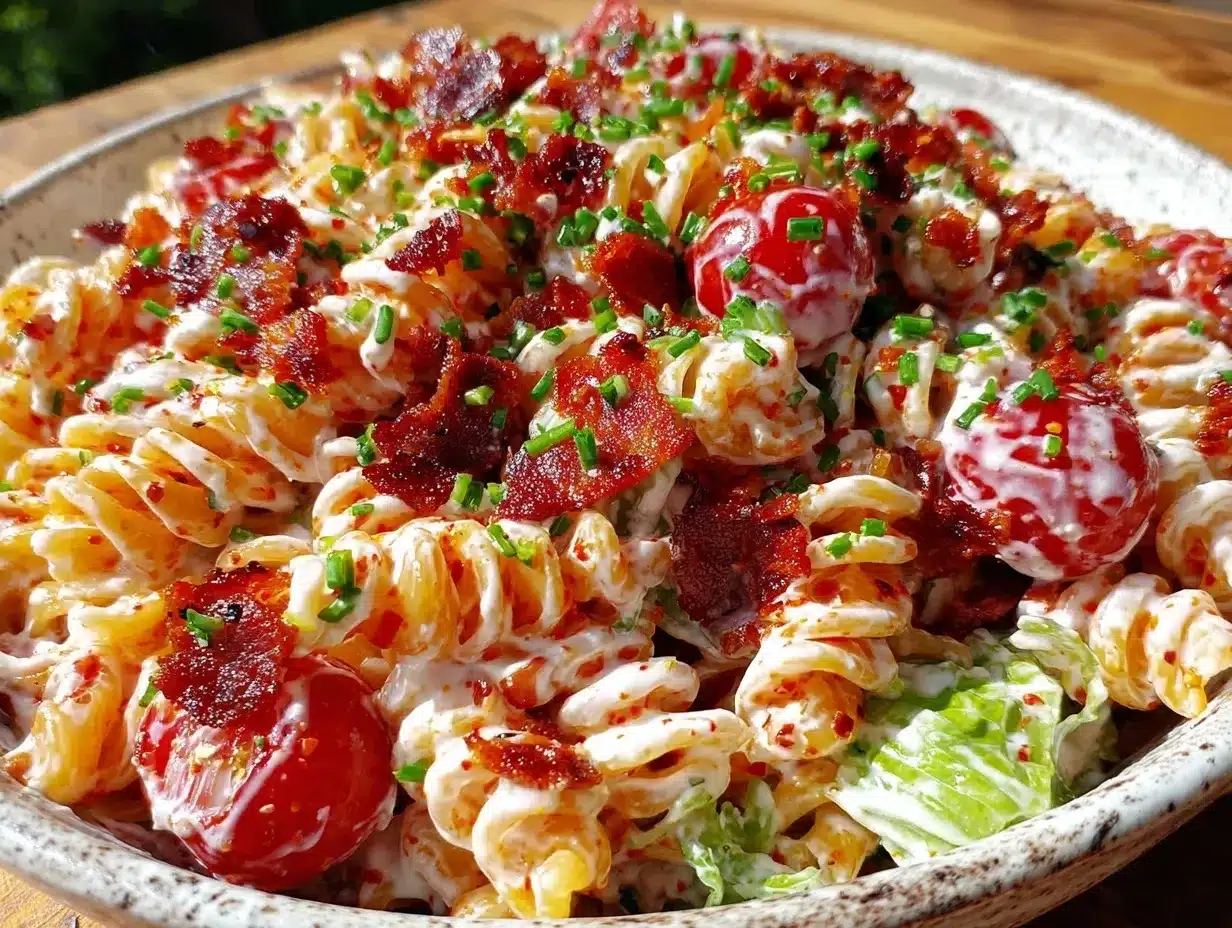 BLT ranch pasta salad preparation steps