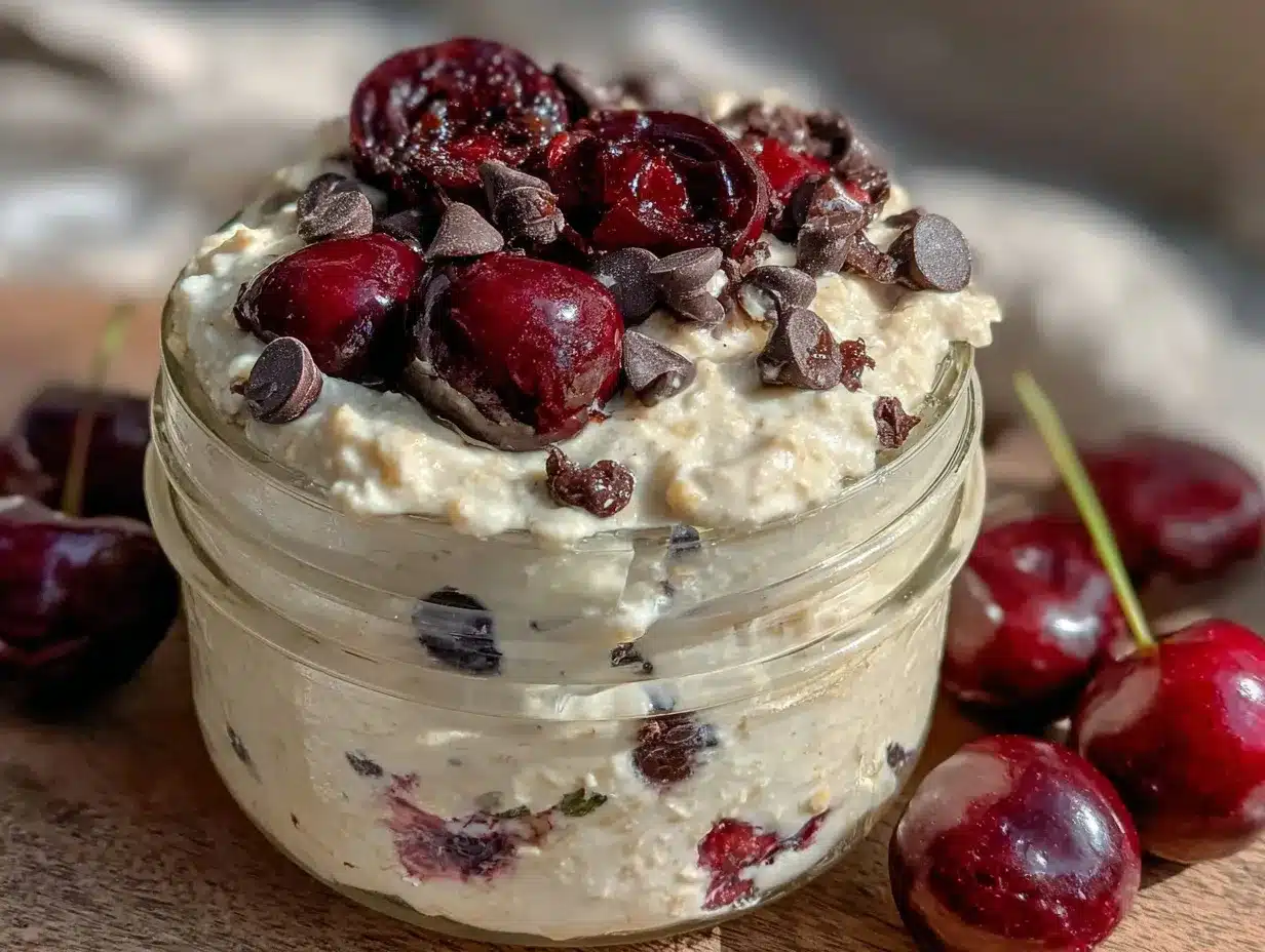 cherry garcia overnight oats preparation steps
