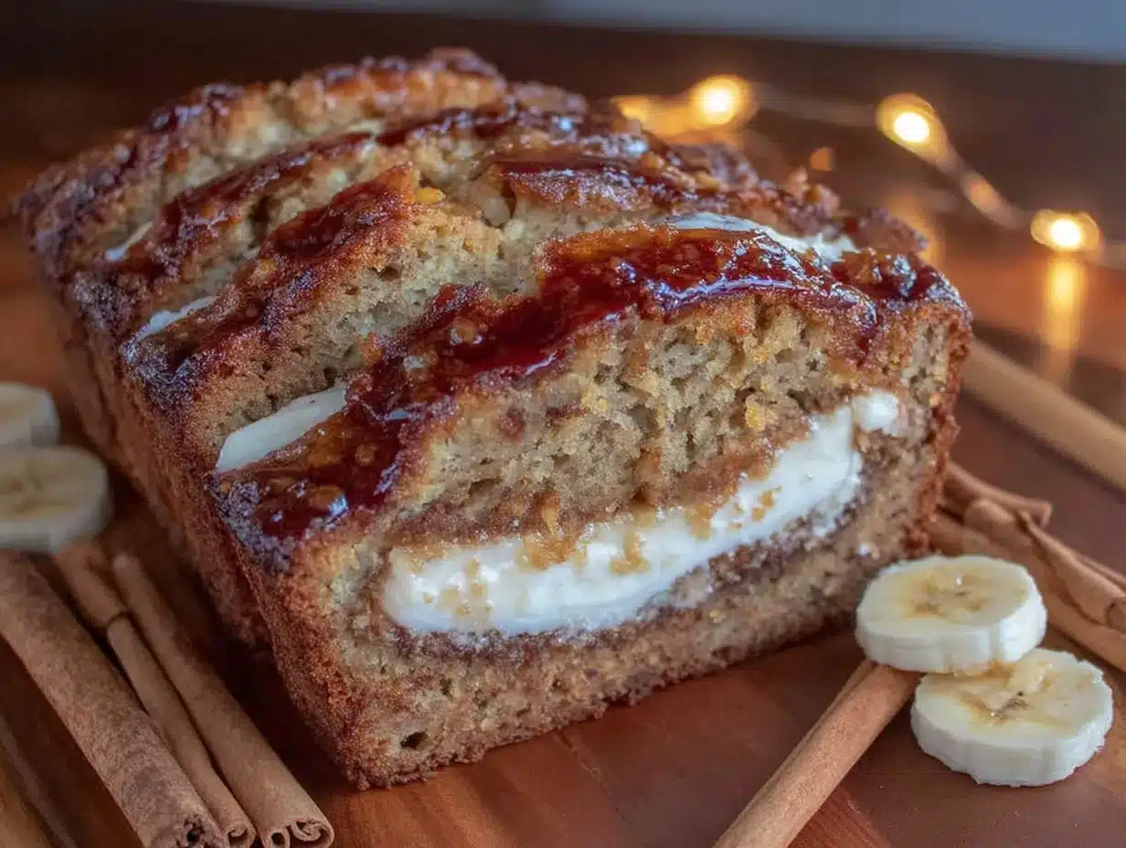 Cream Cheese Stuffed Banana Bread preparation steps