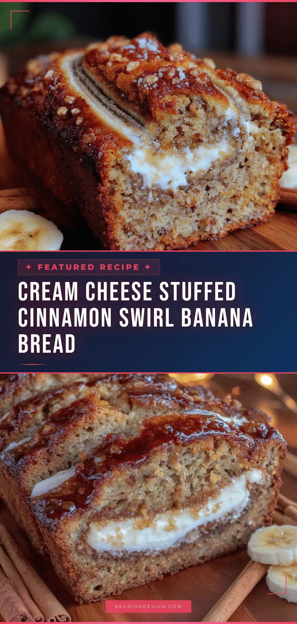 Cream Cheese Stuffed Banana Bread recipe