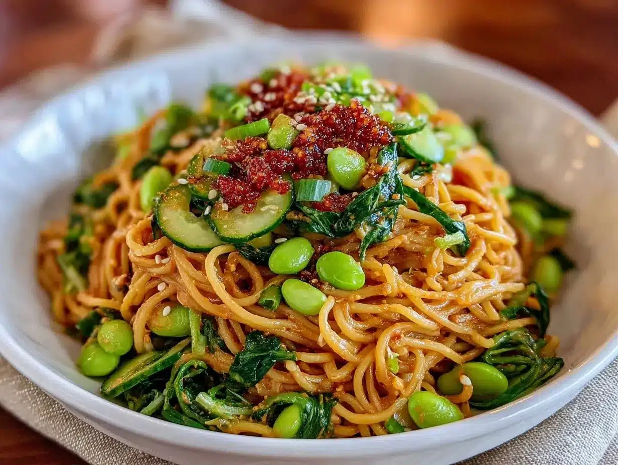 creamy cold sesame noodle salad preparation steps