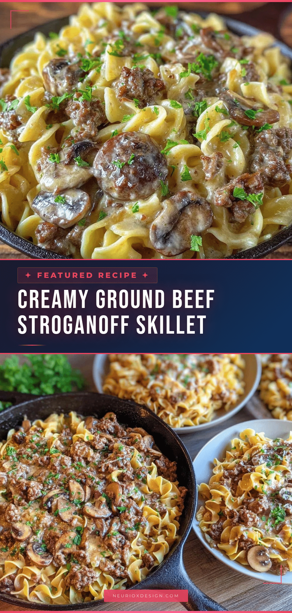 creamy ground beef stroganoff skillet recipe