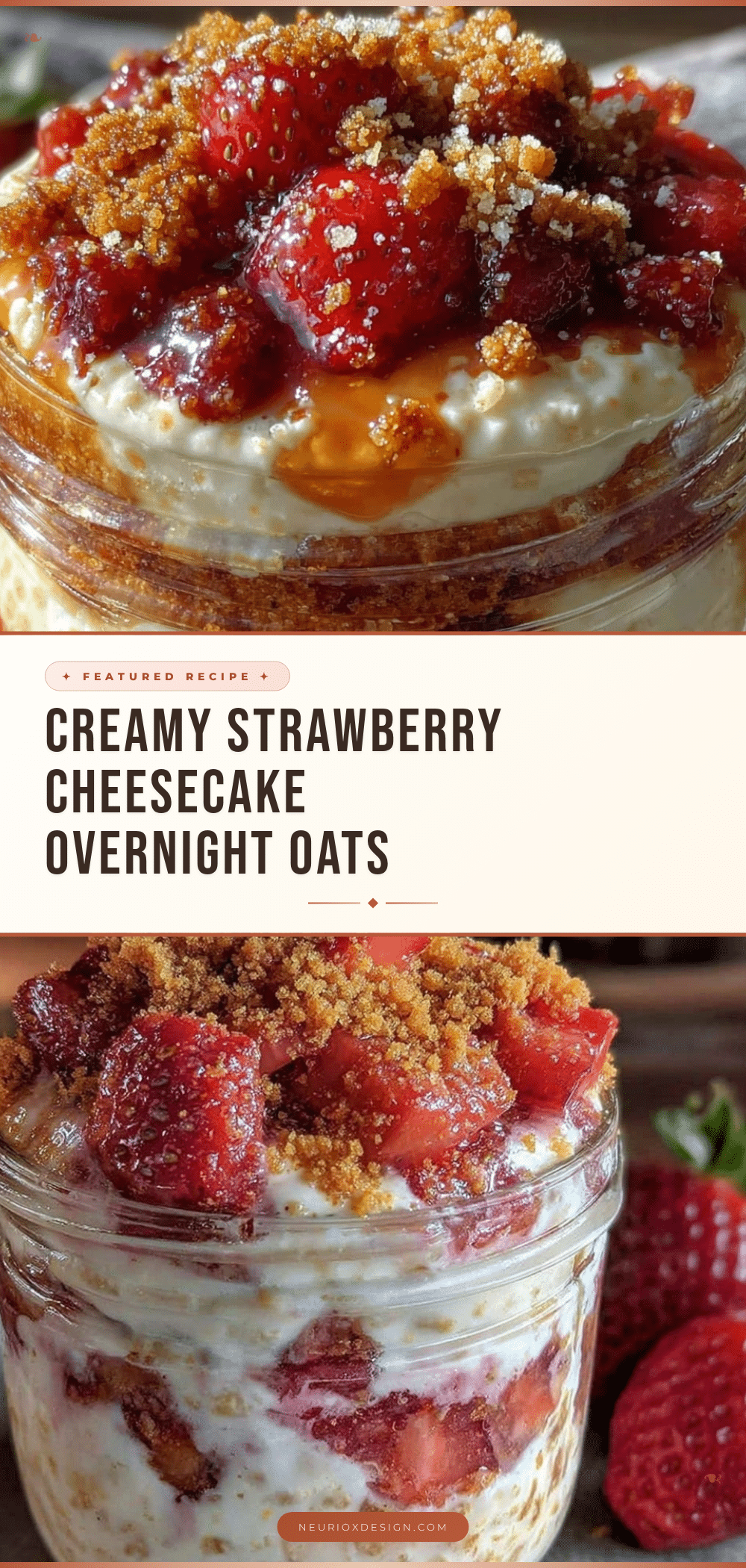 creamy strawberry cheesecake overnight oats recipe