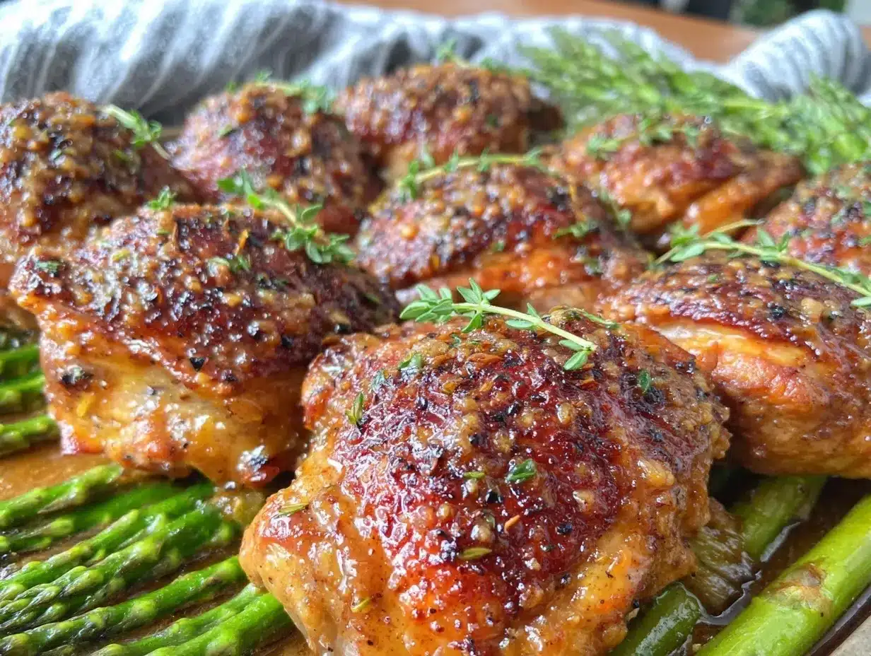 crispy sheet pan honey mustard chicken thighs preparation steps