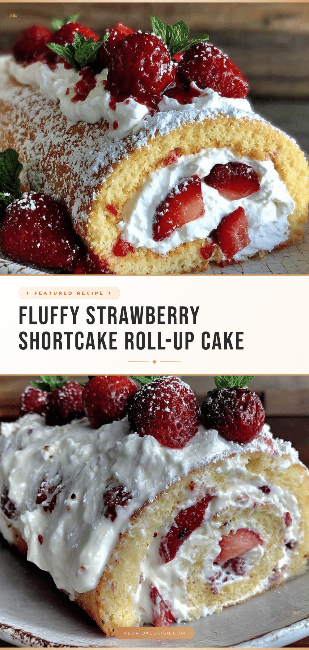 fluffy strawberry shortcake roll-up cake recipe