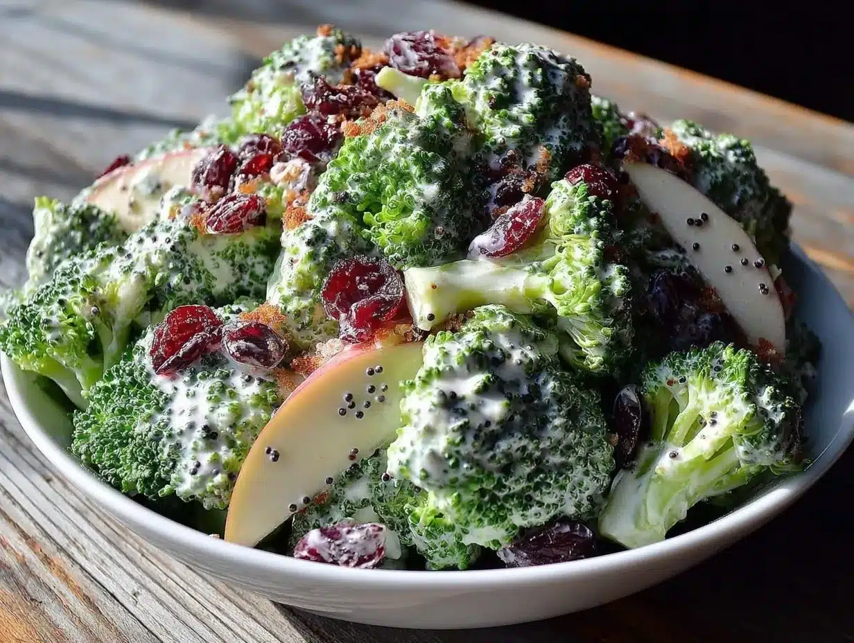 fresh broccoli apple cranberry salad preparation steps