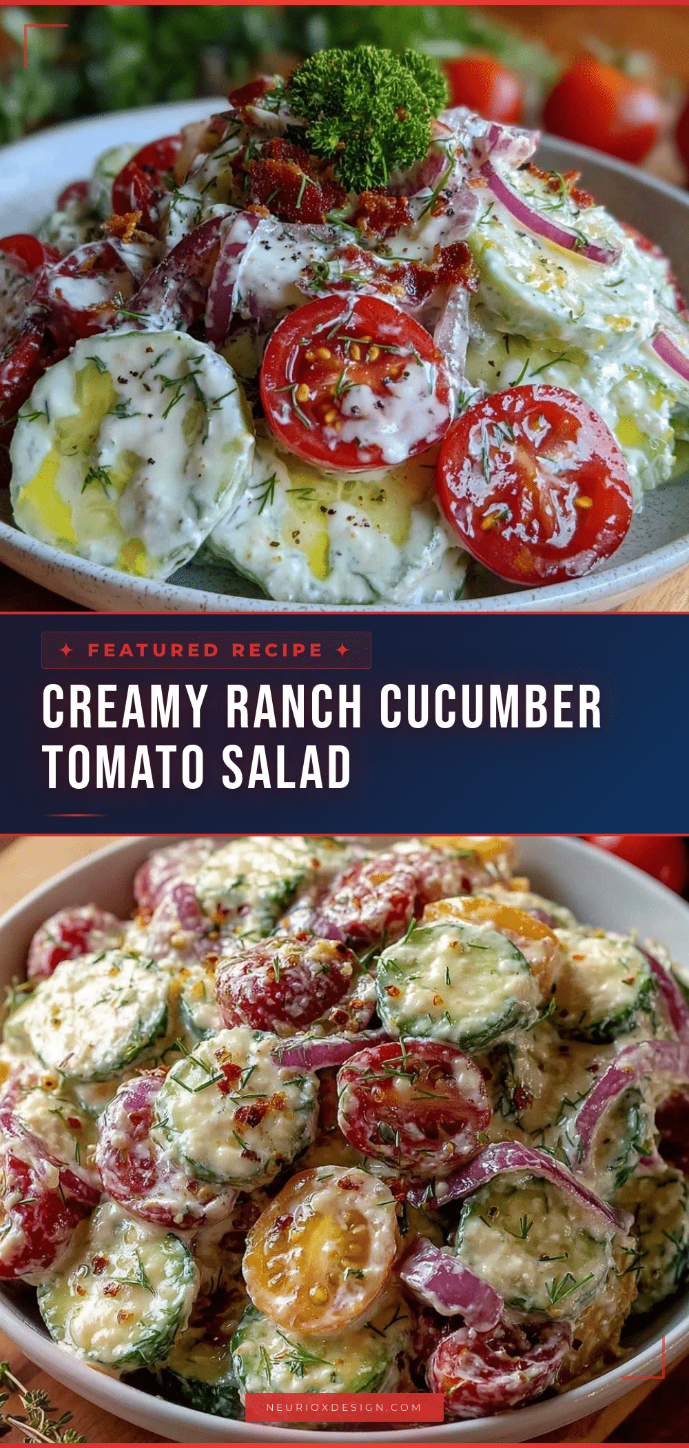 fresh creamy ranch cucumber tomato salad recipe