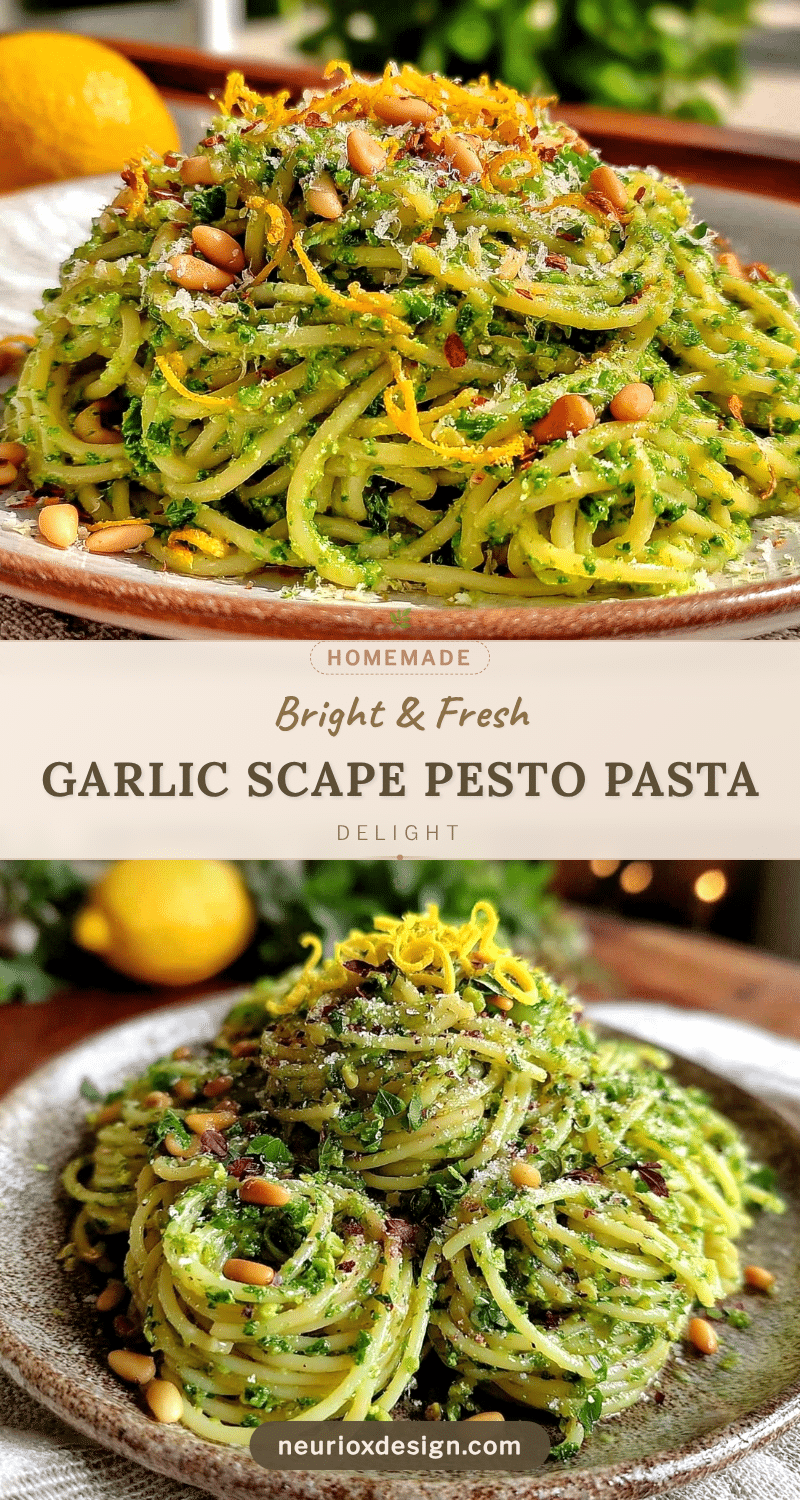 fresh garlic scape pesto pasta recipe