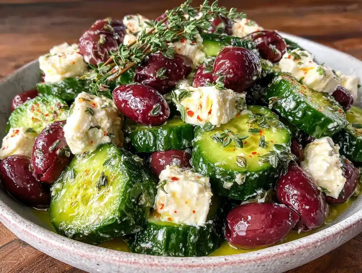 fresh greek cucumber salad preparation steps