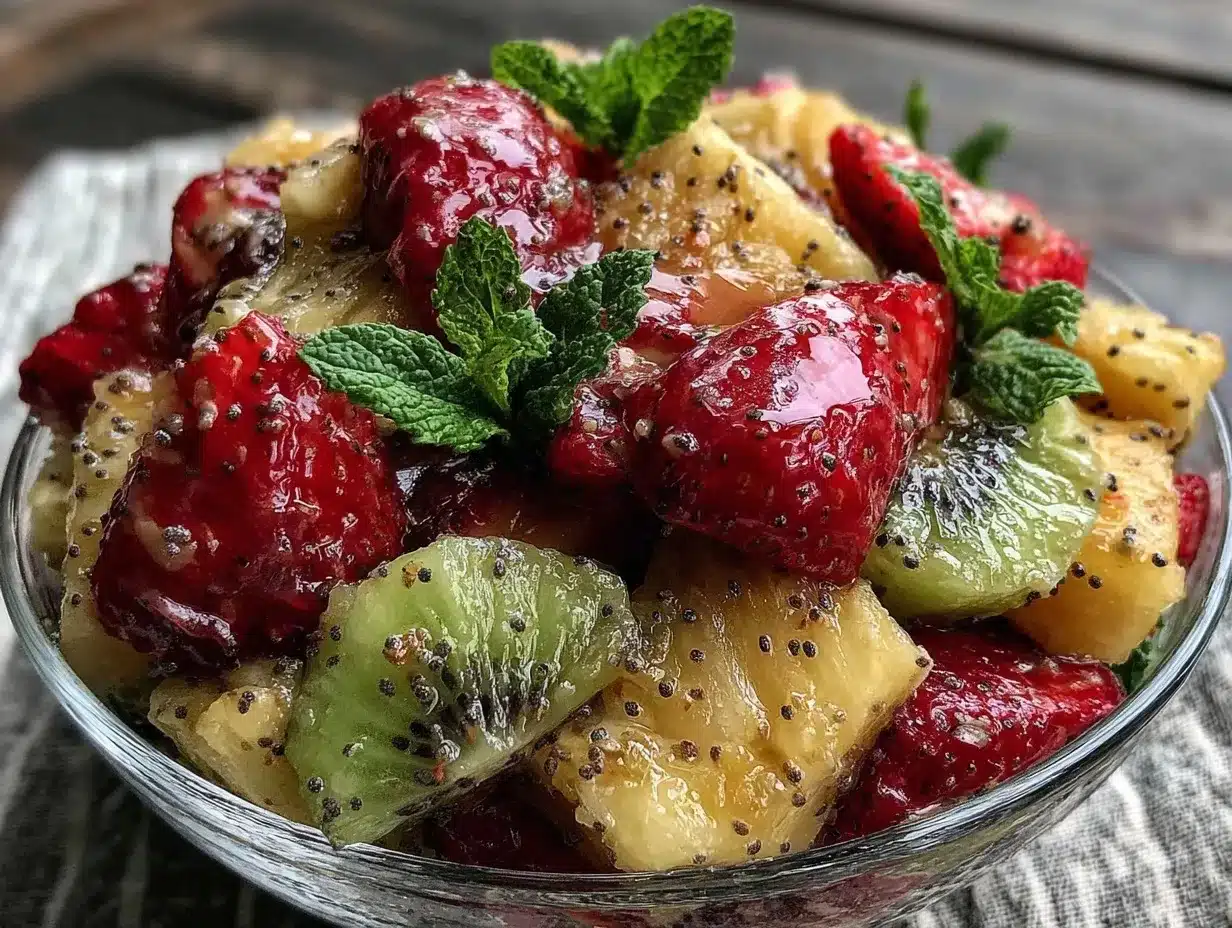 fresh honey lime poppy seed fruit salad preparation steps