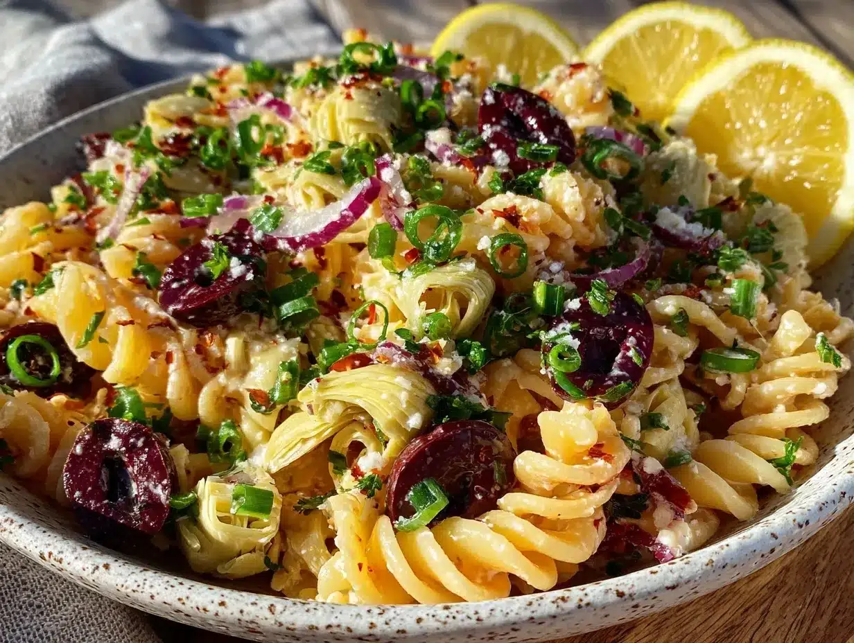 fresh lemon vinaigrette pasta salad preparation steps