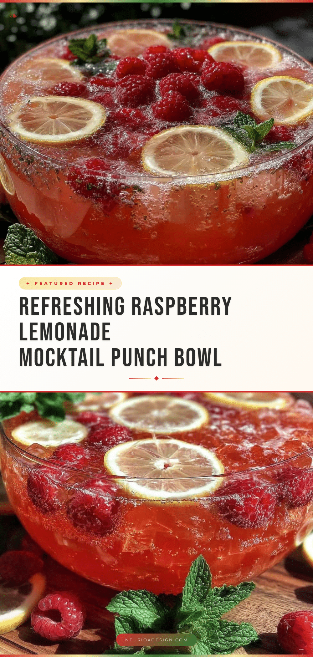 fresh raspberry lemonade mocktail punch bowl recipe