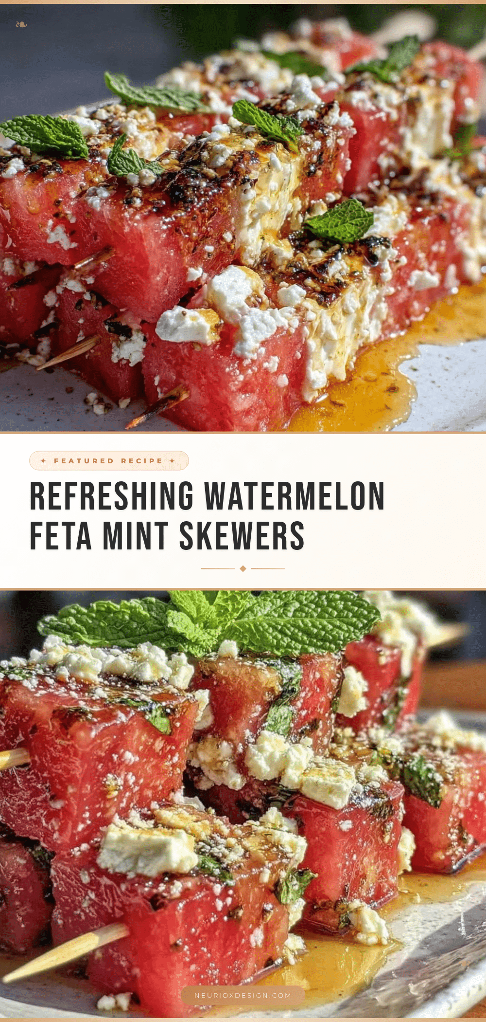 Fresh Watermelon Feta Mint Skewers recipe