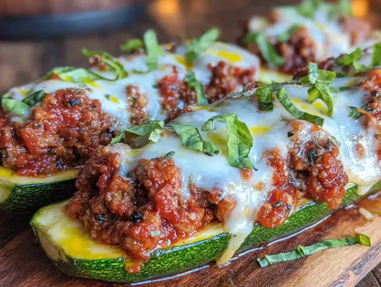ground turkey stuffed zucchini boats preparation steps