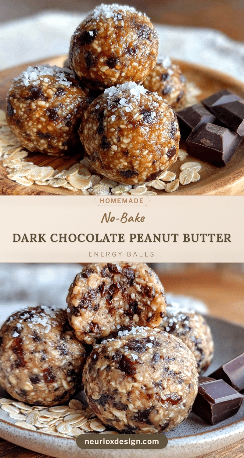 healthy no-bake dark chocolate peanut butter oat energy balls recipe