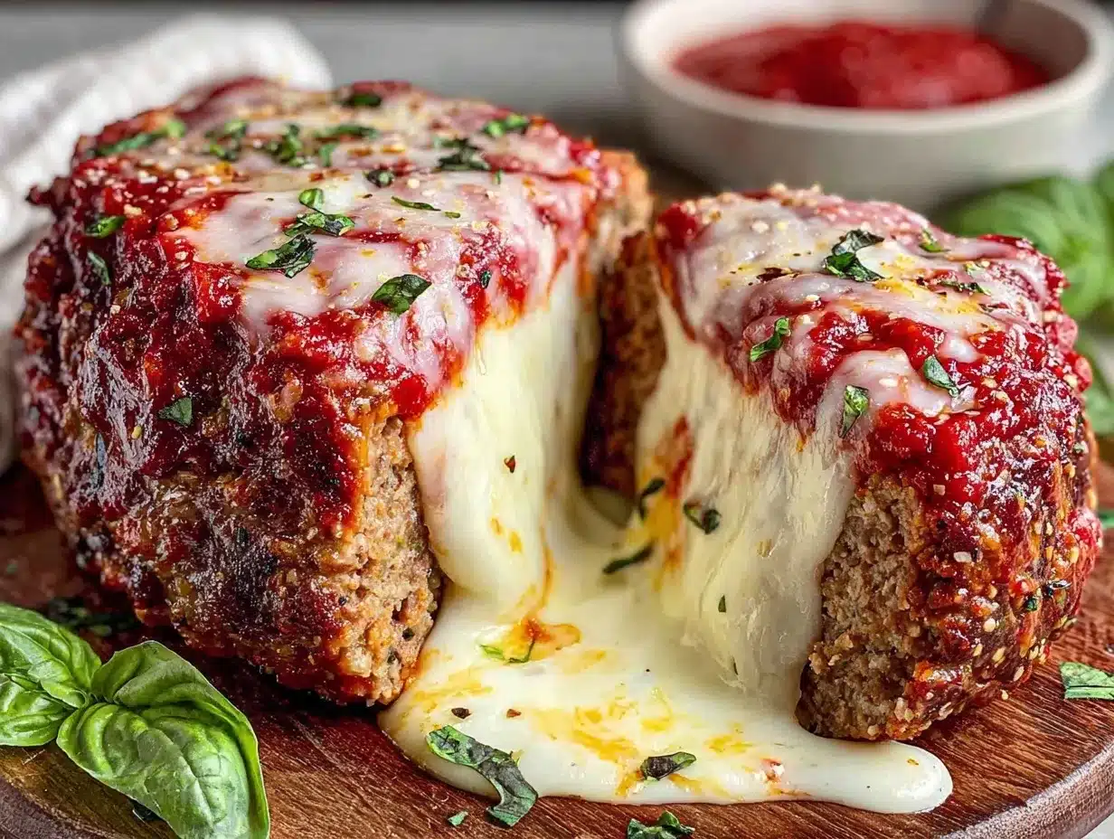 Italian meatloaf stuffed with mozzarella and marinara preparation steps