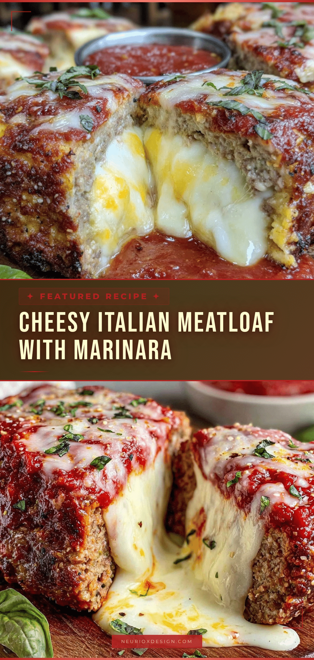 Italian meatloaf stuffed with mozzarella and marinara recipe