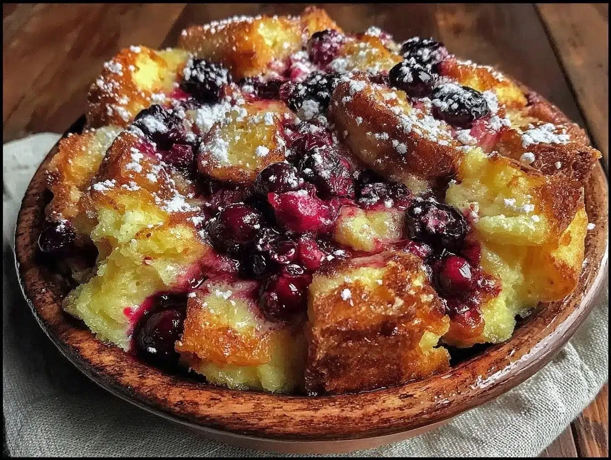 lemon blueberry overnight french toast bake preparation steps