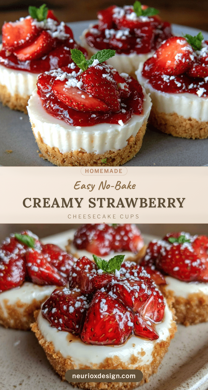 no bake strawberry cheesecake cups recipe