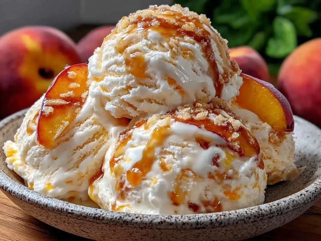 no-churn fresh peach ice cream preparation steps
