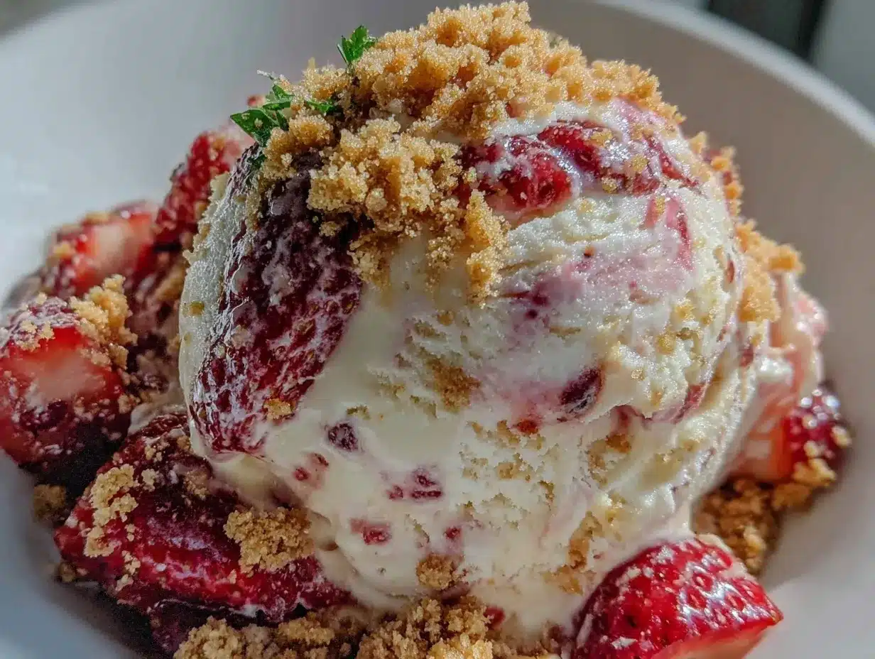 no-churn strawberry cheesecake ice cream preparation steps