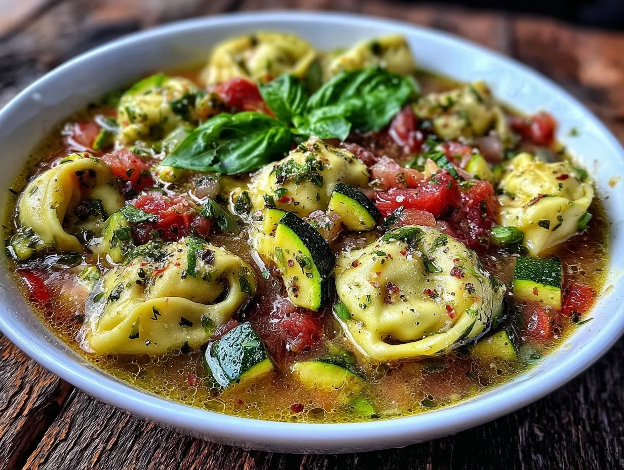 one-pot summer vegetable tortellini soup preparation steps