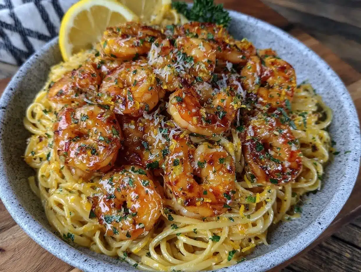 quick creamy garlic butter shrimp pasta preparation steps