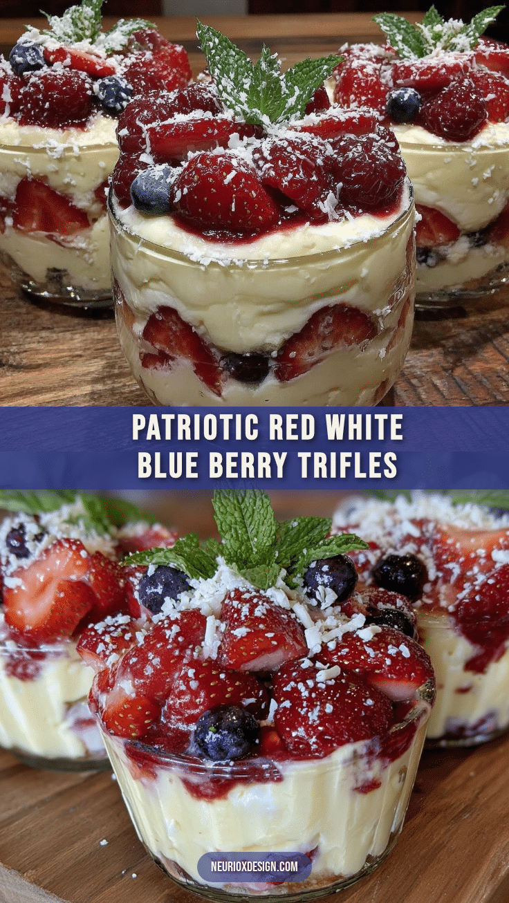 red white and blue berry trifle cups recipe