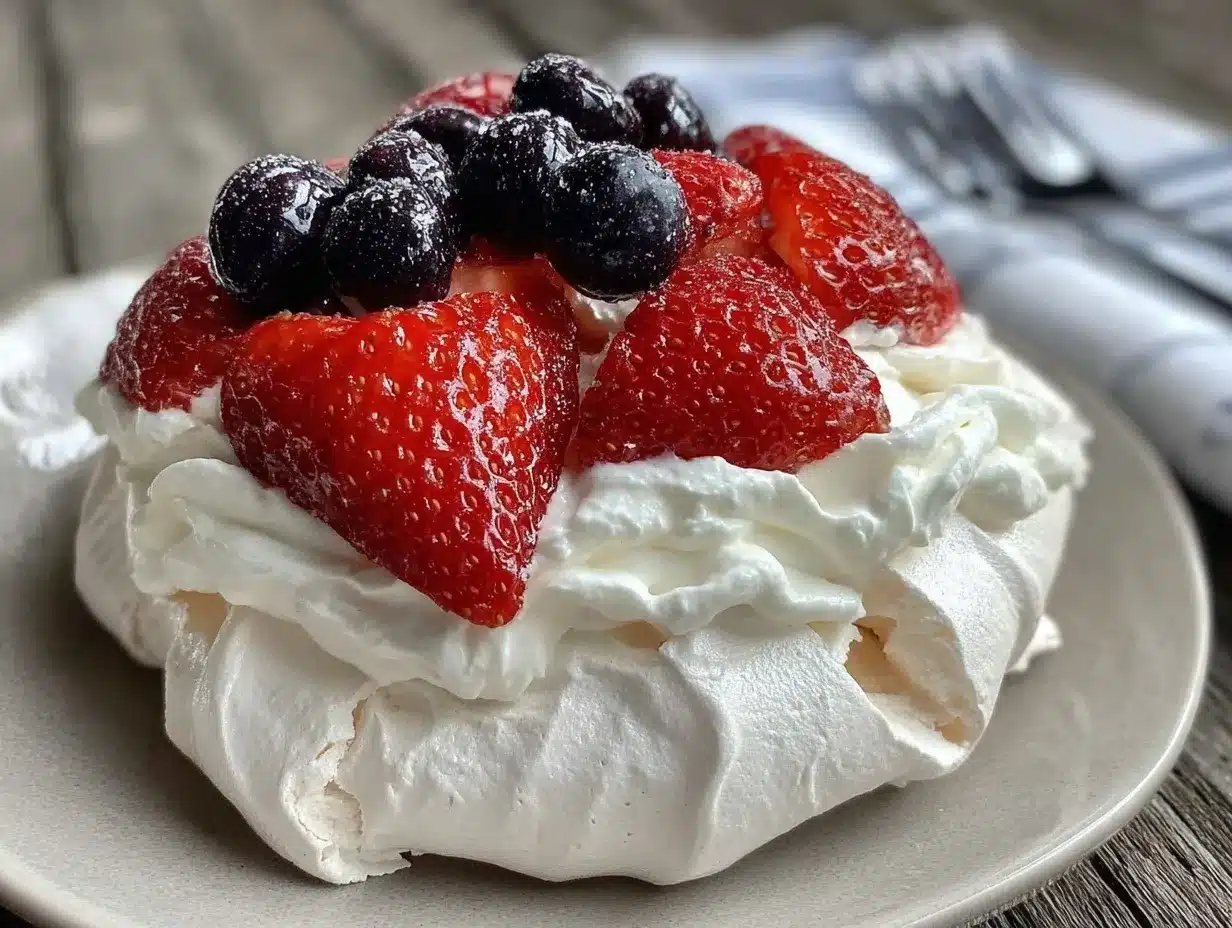 red white and blue pavlova preparation steps