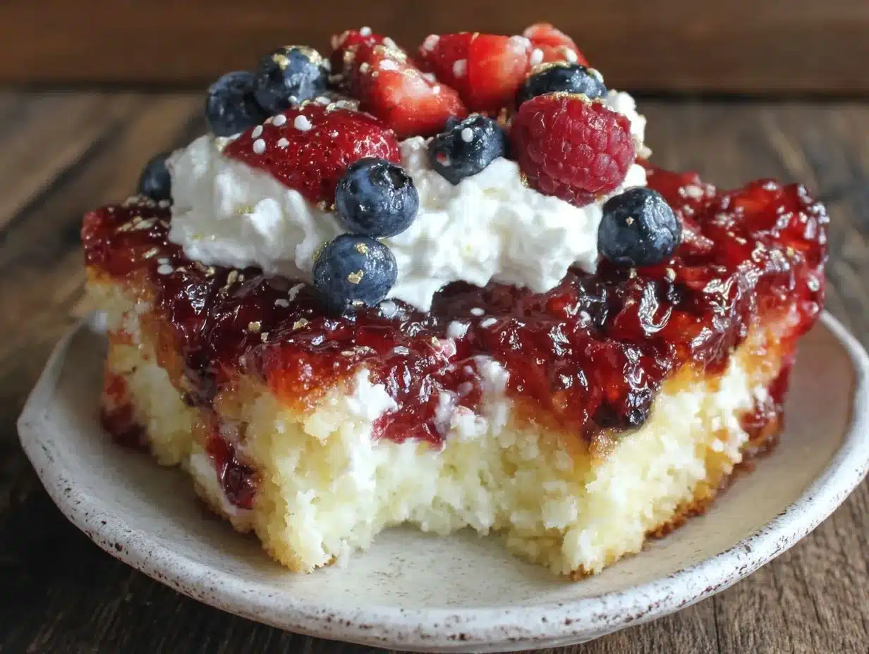 Red White Blue Jello Poke Cake preparation steps