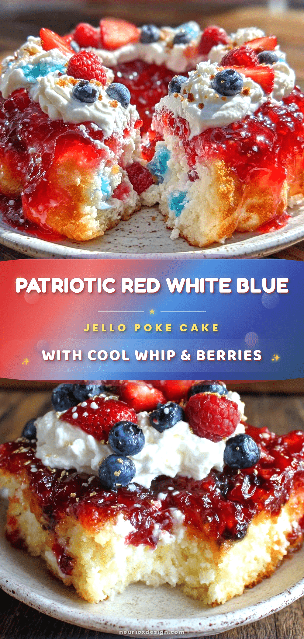 Red White Blue Jello Poke Cake recipe