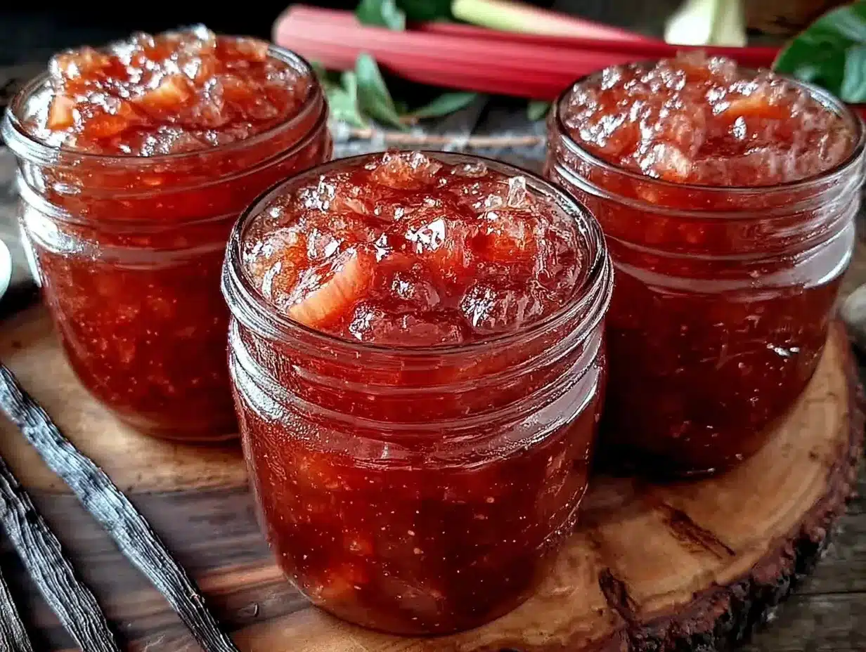 small batch rhubarb vanilla jam preparation steps
